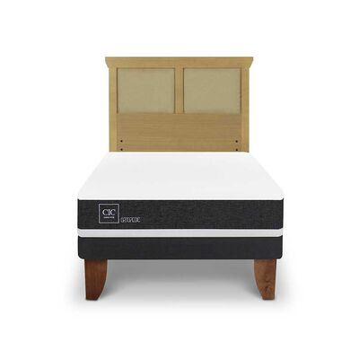 Cama Europea CIC 1,5 Plazas Ortopedic + Respaldo Torino Mostaza