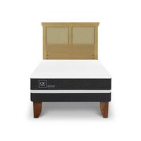 Cama Europea CIC 1,5 Plazas Ortopedic + Respaldo Torino Mostaza