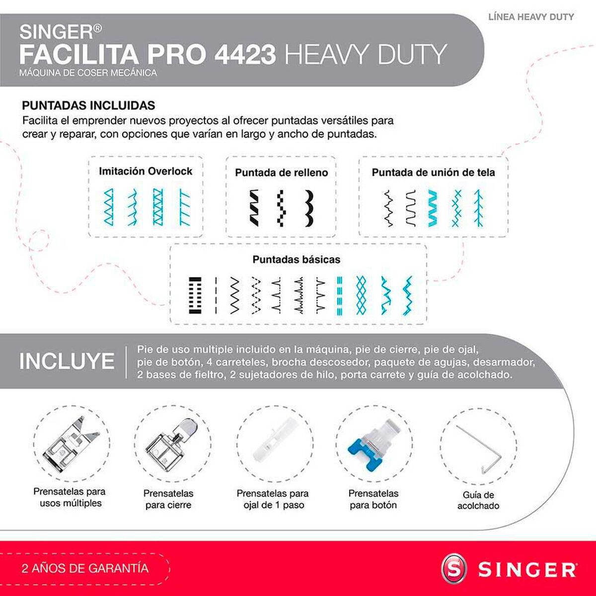 M&aacute;quina de Coser Brazo Libre Singer 4423 Facilita Pro