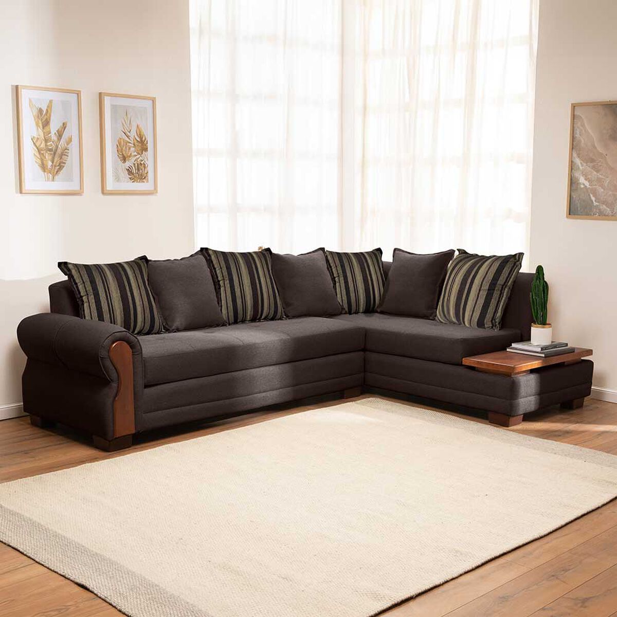 Sof&aacute; Seccional Living Factory Dakota 6 Cuerpos Caf&eacute;