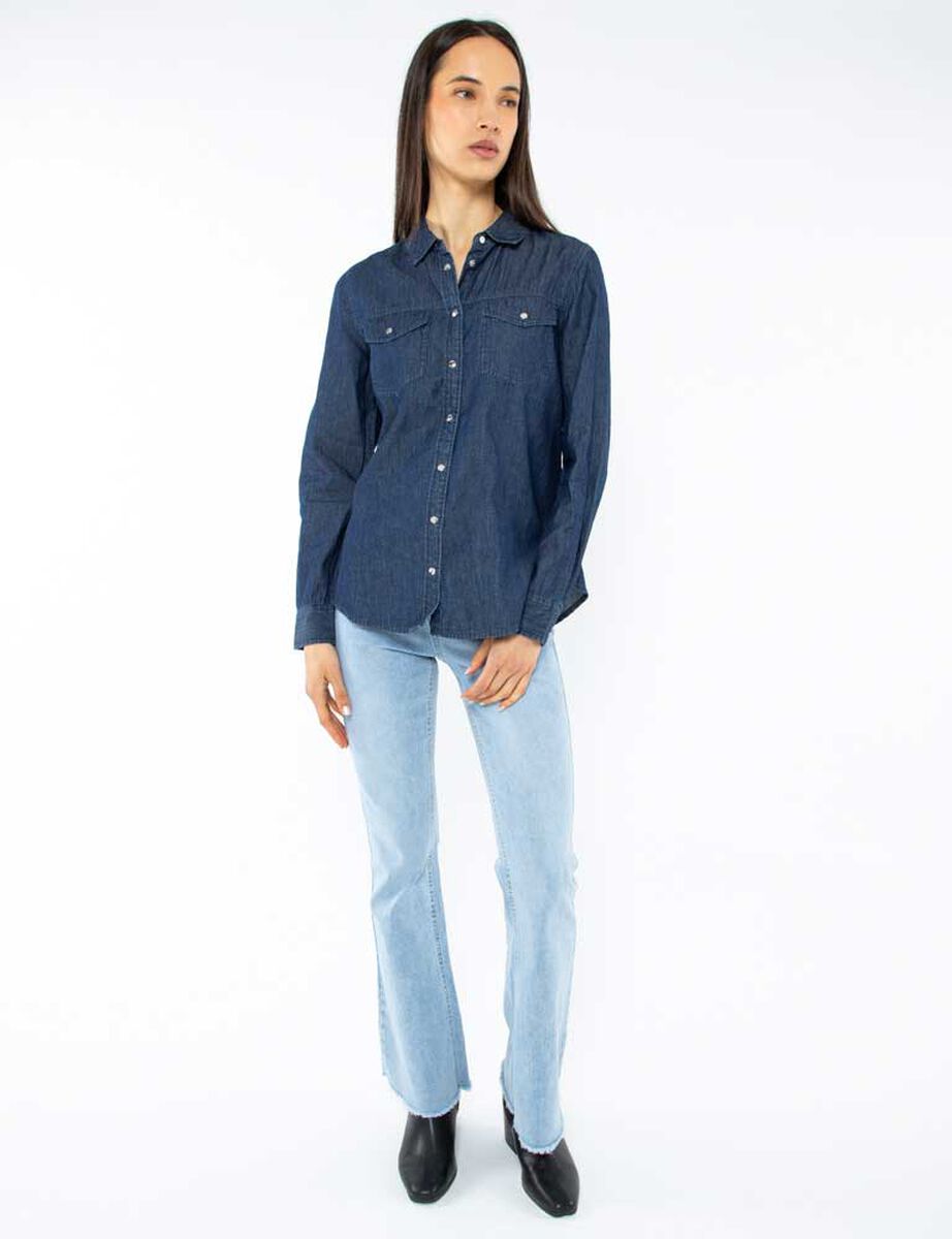 Blusa Denim Manga Larga Mujer Zibel Abc