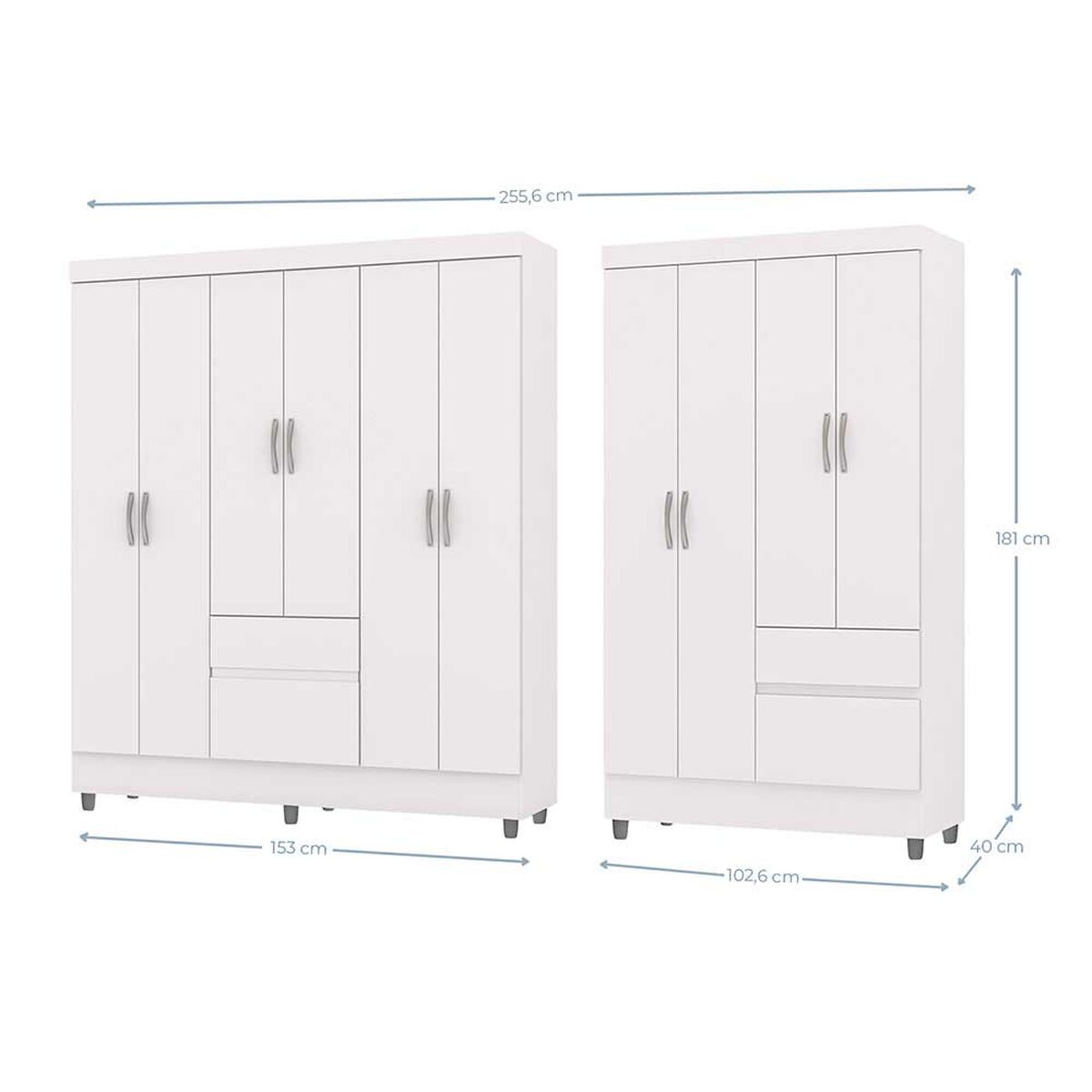 Combo Closet Vekkahome Americano 6 y 4 Puertas Blanca