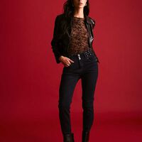 Polera Manga Larga Mujer Soviet Negro, Burdeo