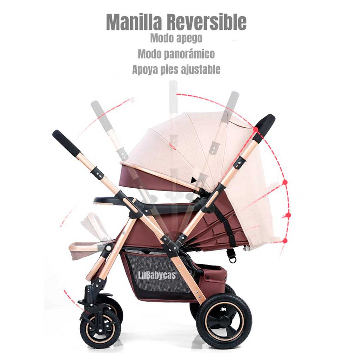 Coche de Paseo Reversible Rubik Negro LuBabycas
