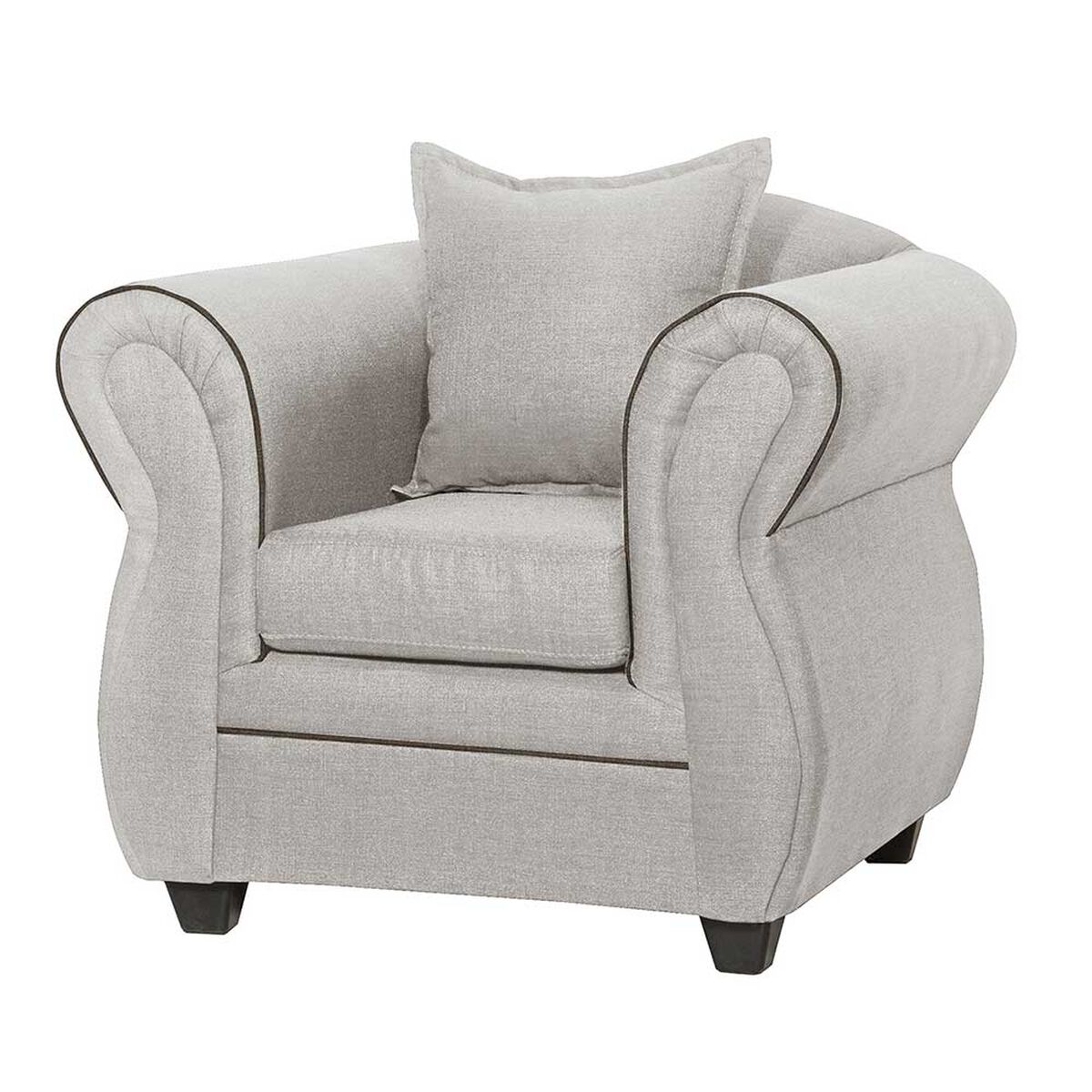 Juego de Living Black Factory Emili Sofá 3 Cuerpos + Dos Sillones 1 Cuerpo Crema