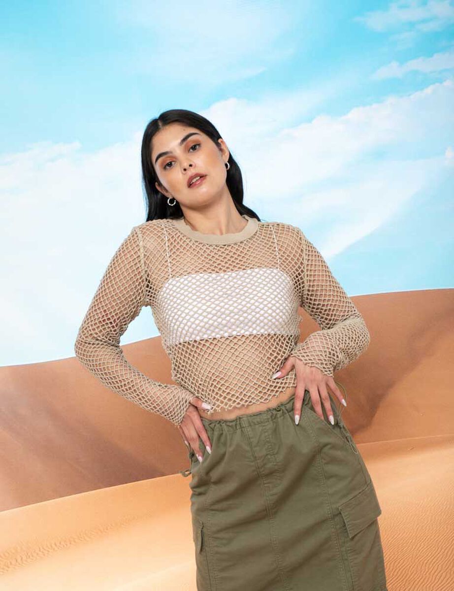 Polera Transparente Manga Larga Mujer Icono
