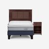 Cama Europea Rosen 1,5 Plazas Indie + Respaldo + Velador Rachel