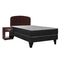 Cama Europea Celta 1 Plaza Evolution Black + Respaldo + Velador Asturias