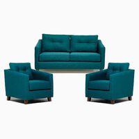 Juego de Living Barra Design Elena Sofá 2 Cuerpos + Dos Sillones 1 Cuerpo Petróleo