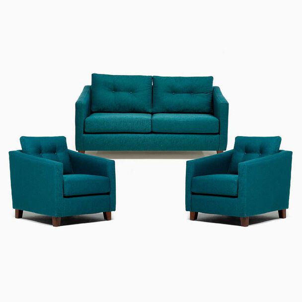 Juego de Living Barra Design Elena Sofá 2 Cuerpos + Dos Sillones 1 Cuerpo Petróleo