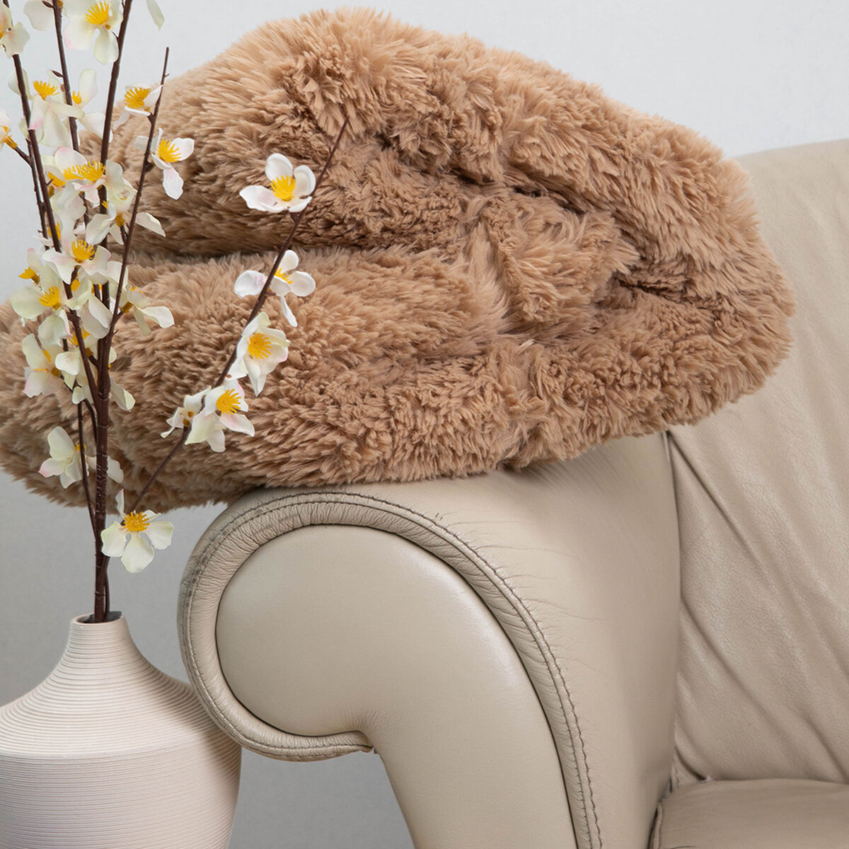 Manta Plush Sherpi Deluxe 127X152 Beige