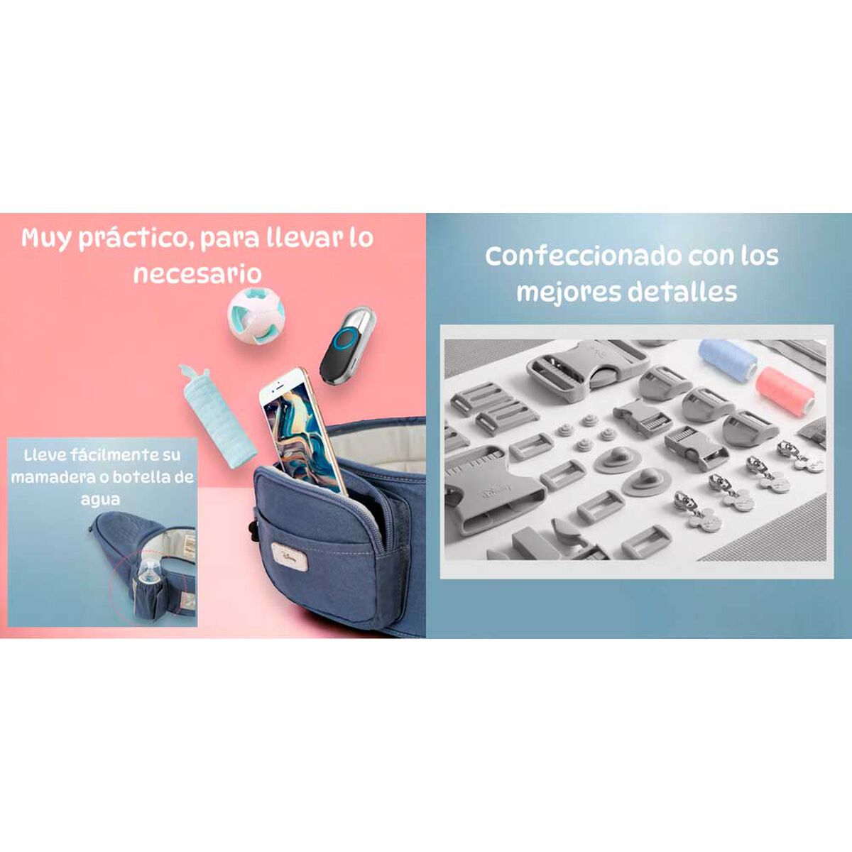Portabebé Ergonomico 6 en 1 Rosado By Lubabycas