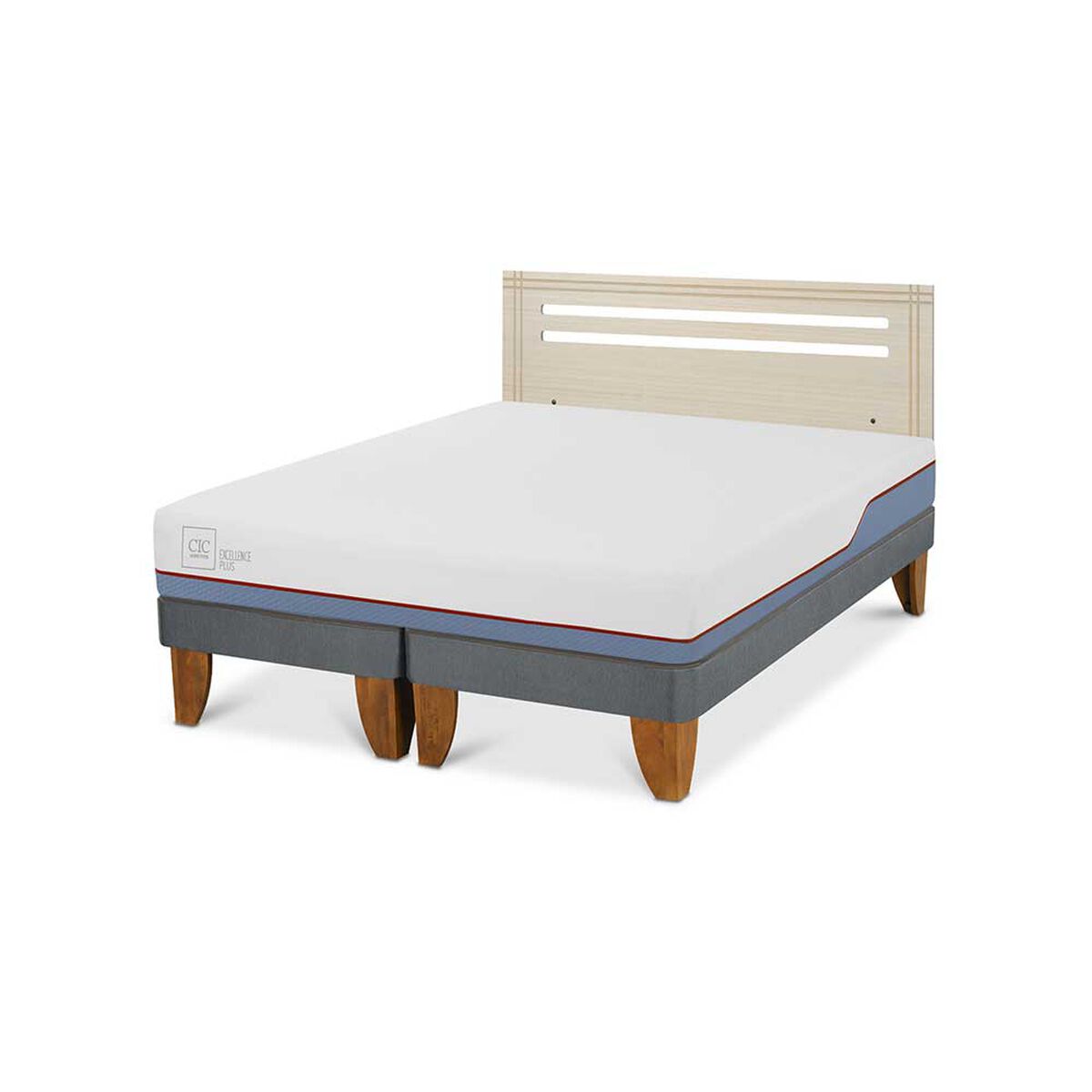 Cama Europea CIC Base Dividida 2 Plazas Excellence Plus + Respaldo Munich Alpino