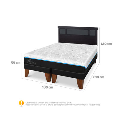 Imagen 2 del producto Cama Europea CIC Green Infinity King + 1 Respaldo Dublin Negro