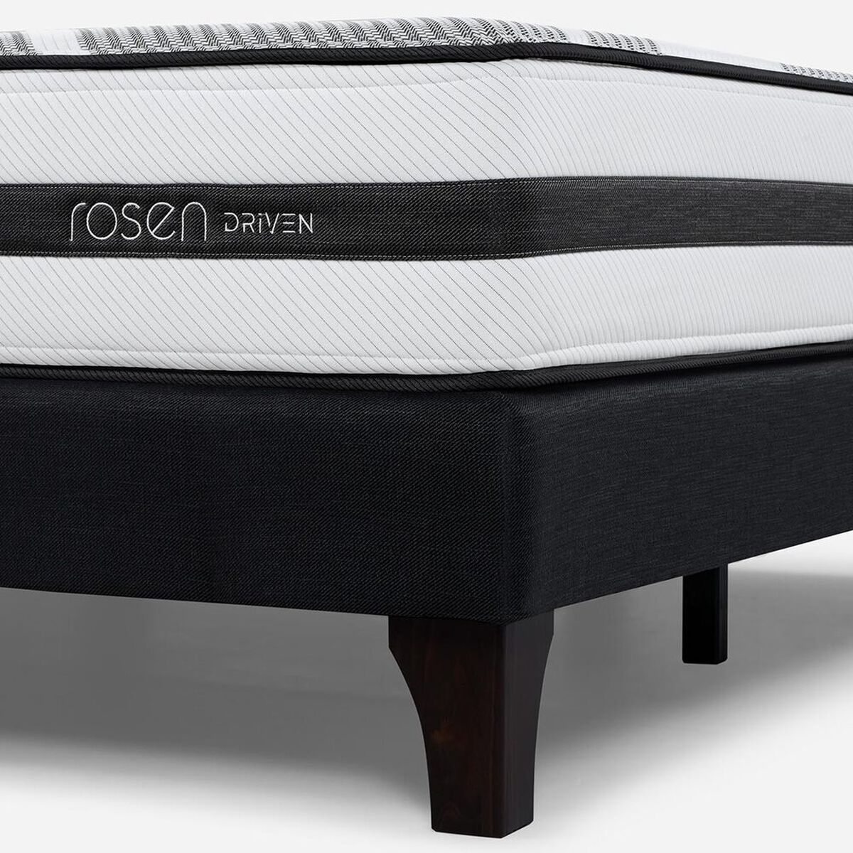 Cama Europea Rosen Super King Driven + Respaldo + Velador Issey Niebla