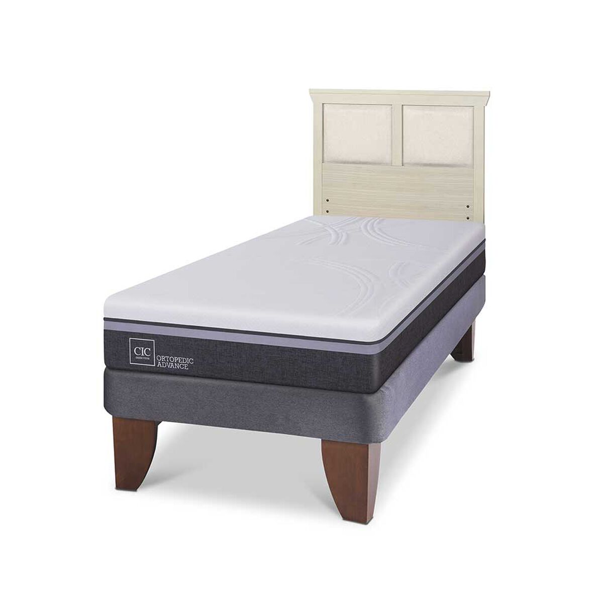 Cama Europea CIC 1,5 Plazas Ortopedic Advance + Respaldo Torino Alpino