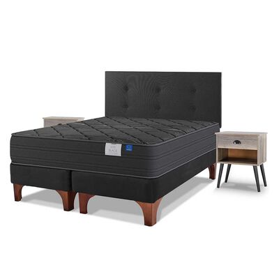 Imagen 1 del producto Cama Europea Flex Base Dividida 2 Plazas Black + Respaldo + 2 Veladores