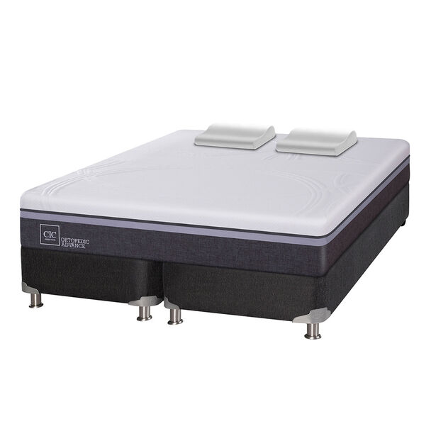 Box Spring CIC Base Dividida King Ortopedic Advance + Almohadas