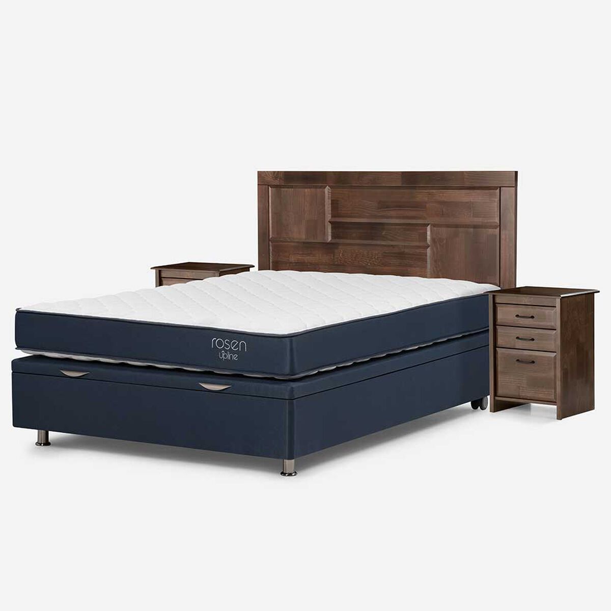 Boxet Rosen 2 Plazas UpLine + Respaldo + 2 Veladores Dolce