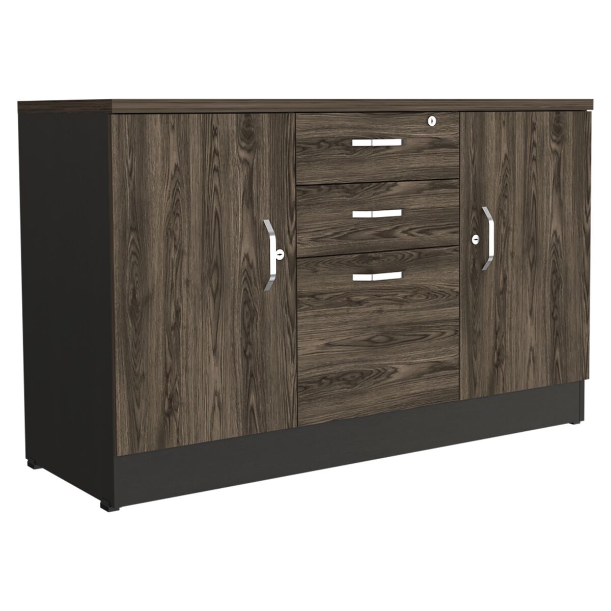 Combo Oficina Mesa Reuni&oacute;n + Gabinete 2 Puertas Negro TuHome Home Office