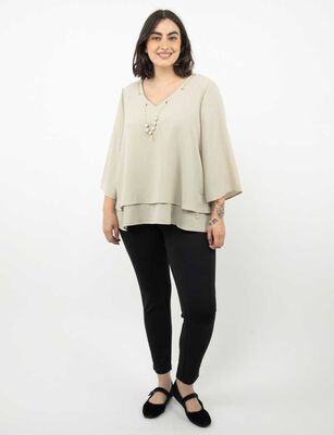 Imagen 2 del producto Blusa Manga 3/4 Mujer Extralindas Beige, Burdeo, Crudo, Negro