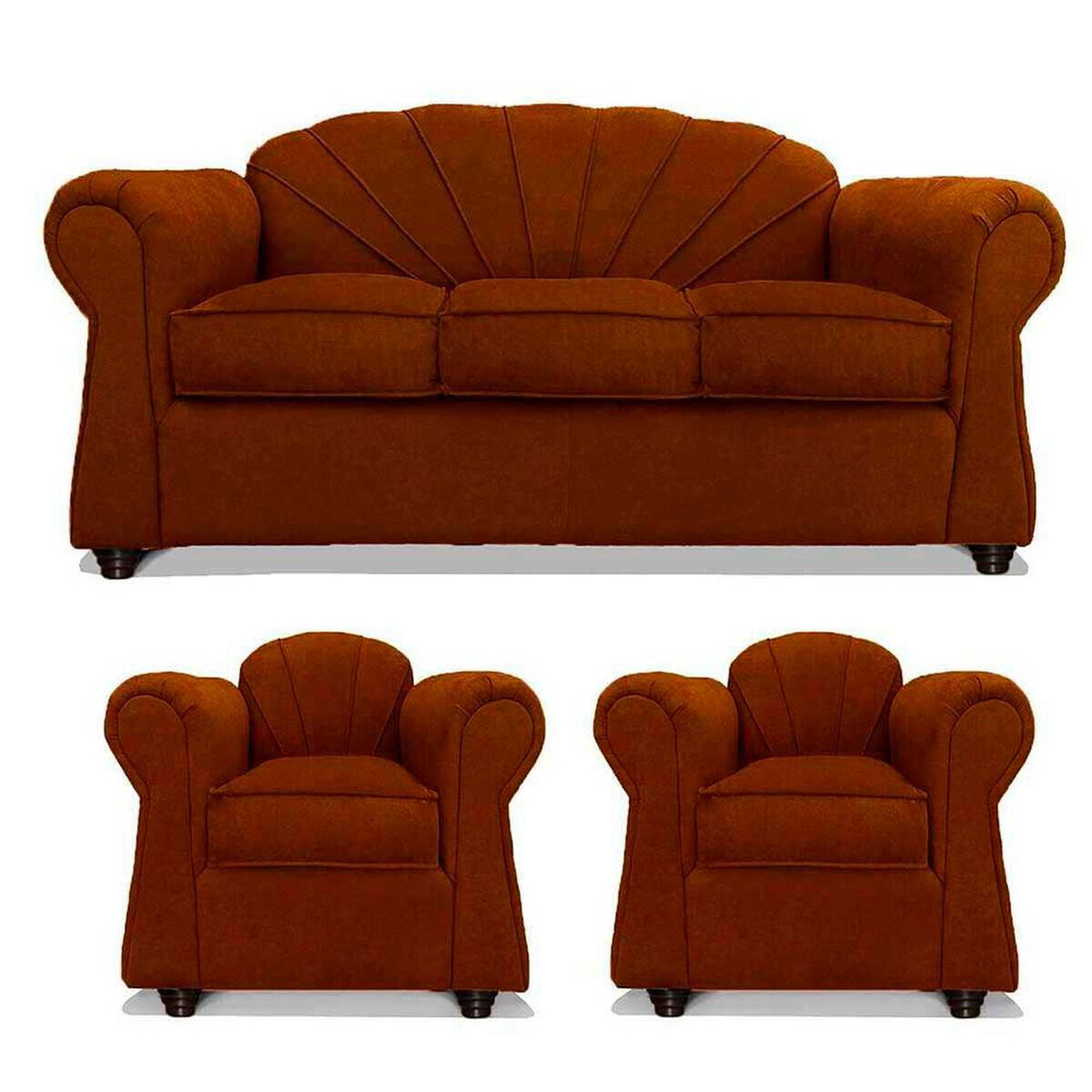 Juego de Living Elegant Detail Marsella Sof&aacute; 3 Cuerpos + Dos Sillones 1 Cuerpo Caf&eacute;