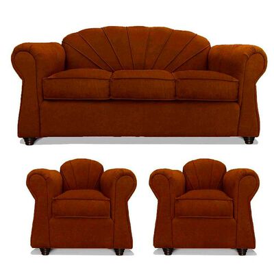 Imagen 1 del producto Juego de Living Elegant Detail Marsella Sofá 3 Cuerpos + Dos Sillones 1 Cuerpo Café
