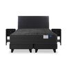 Cama Europea Flex Base Dividida King Black + Respaldo Modern Grafito + 2 Veladores Rover Universal