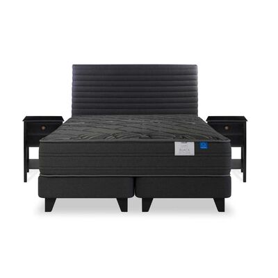 Imagen 2 del producto Cama Europea Flex Base Dividida King Black + Respaldo Modern Grafito + 2 Veladores Rover Universal