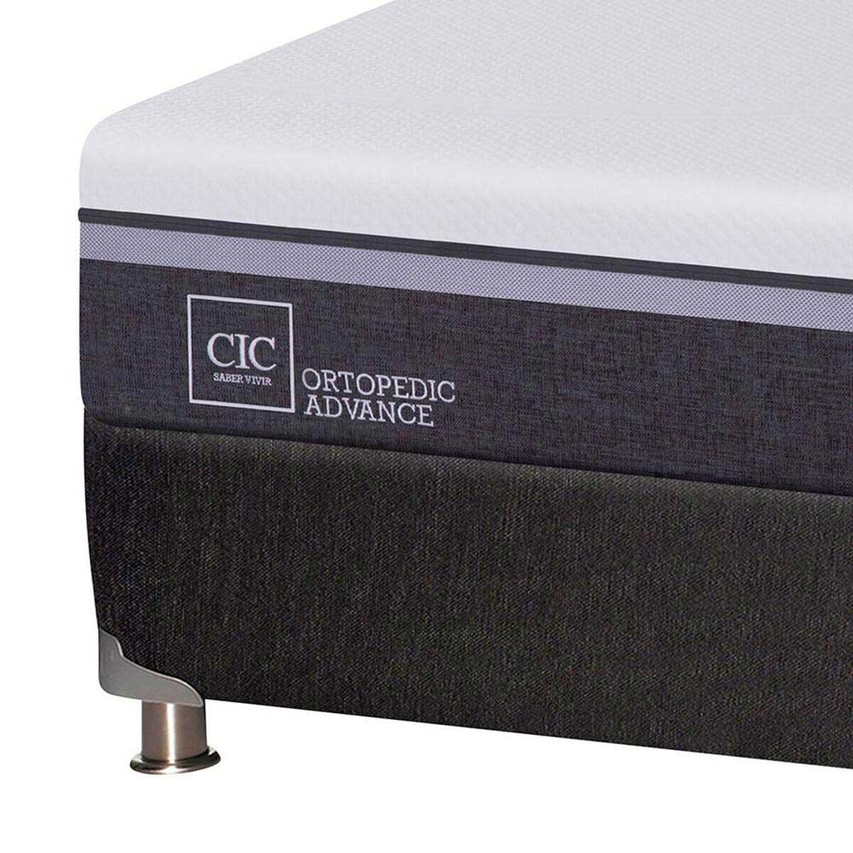 Box Spring CIC 2 Plazas Ortopedic Advance + Respaldo + 2 Veladores Eufrates