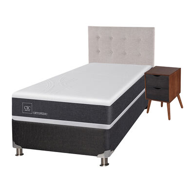 Imagen 2 del producto Box Spring CIC 1,5 Plazas New Ortopedic + Respaldo + Velador Tigris