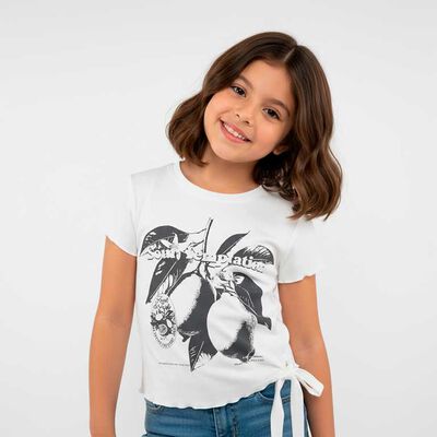 Imagen 1 del producto Polera Manga Corta Niña Mila Blanco, Naranjo