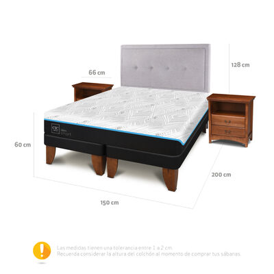 Imagen 2 del producto Cama Europea CIC Green Infinity 2 Plazas + 1 Respaldo + 2 Veladores Ganges