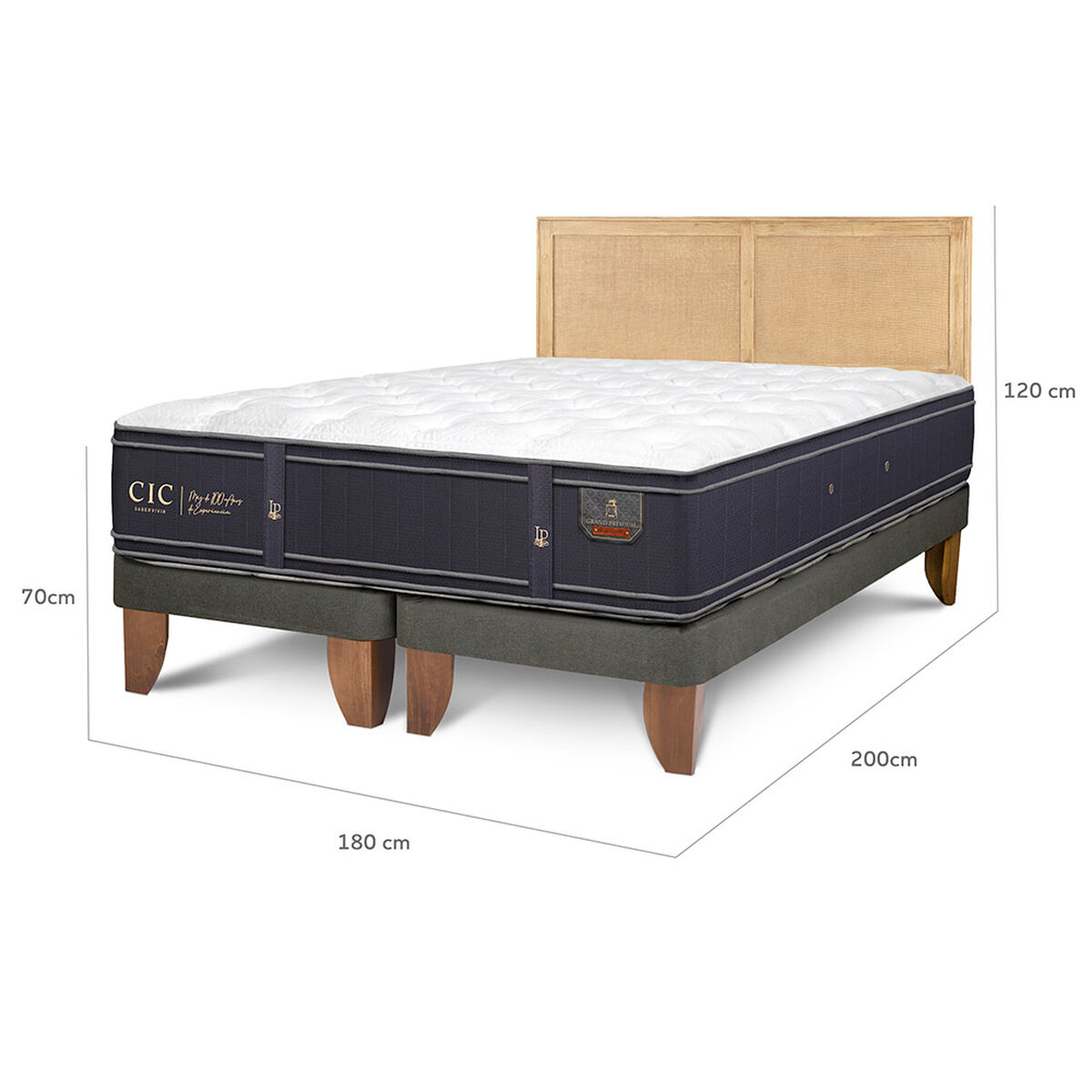Cama Europea CIC King Premium + 1 Respaldo Sava