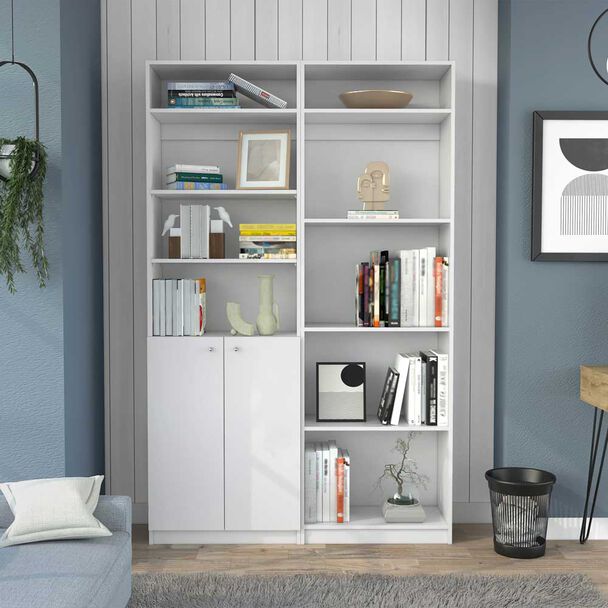 Estante 2 Puertas + Estante 4 Repisas + 2 Complementos TuHome Home Blanco