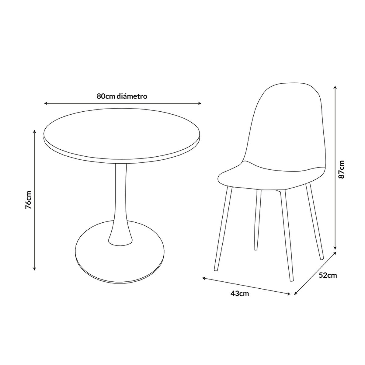 Juego de Comedor Zoy Home Saona 4 Sillas Grafito