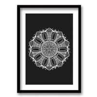 Cuadro Decorativo Retela Mandala B&N 50 x 35 cm