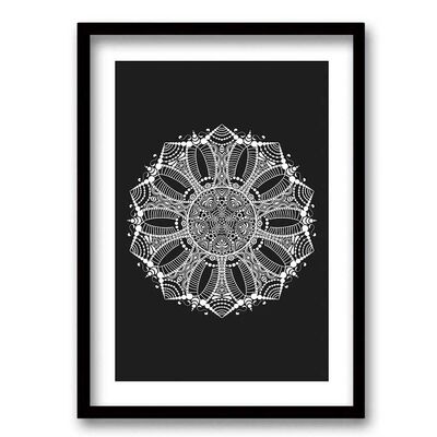 Cuadro Decorativo Retela Mandala B&N 50 x 35 cm
