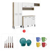 Combo Mueble de Cocina Roca Arizona 1 Cajón 9 Puertas Blanco + Juego de Vajilla Zibel SDC1318G 24 Piezas Azul Vela + Set 5 Cuchillos Zibel RL-FK609 Acero + Set 4 Mugs Casanova MG-0518 Colores