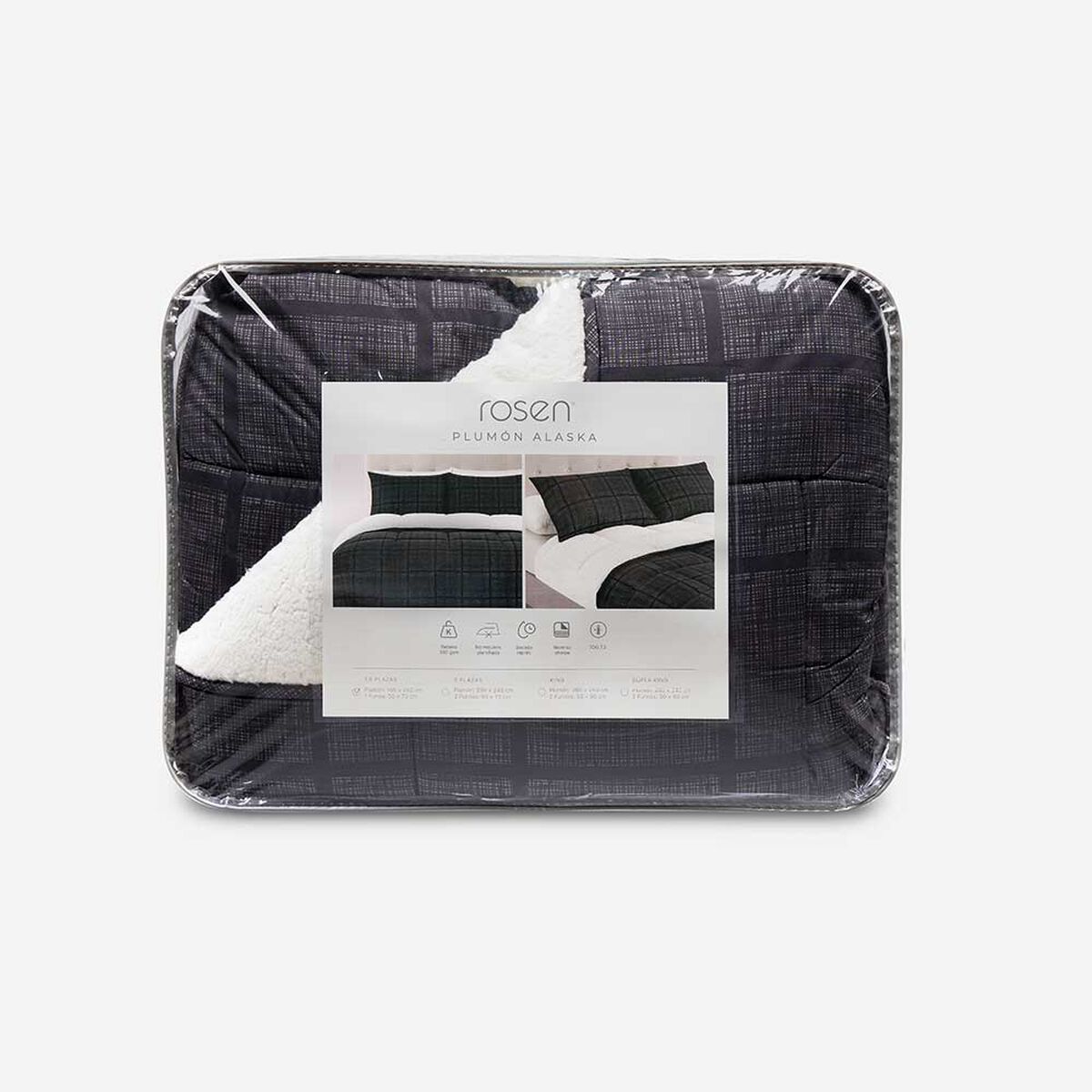 Plum&oacute;n Rosen 1,5 Plazas Sherpa Alaska Multi Negro/Gris