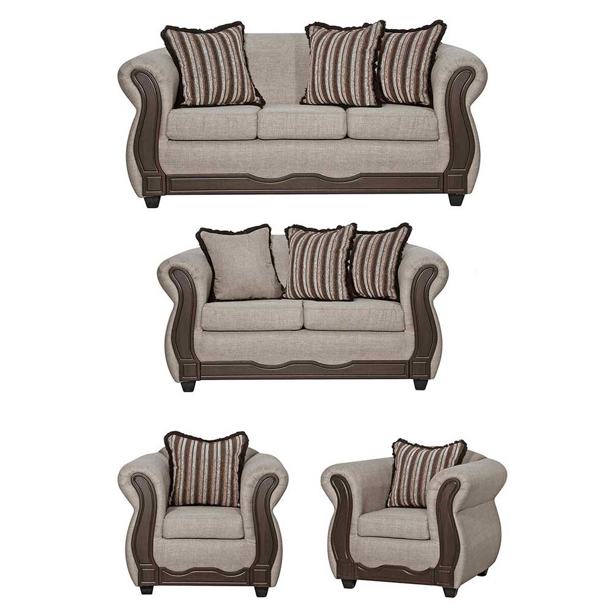 Juego de Living Black Factory Sofia 7 Cuerpos Beige