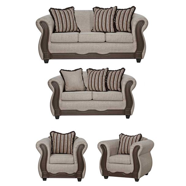 Juego de Living Black Factory Sofia 7 Cuerpos Beige