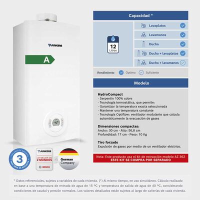 Imagen 2 del producto Calefont Junkers HydroCompact 12 lts.