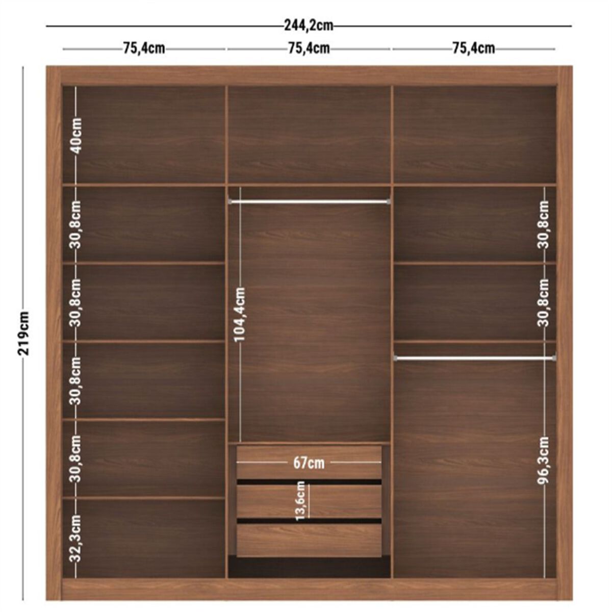 Closet Altavision Miletto 6 Puertas 3 Cajones Caf&eacute; Grafito