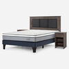 Combo Cama Europea Rosen 2 Plazas Indie BN + Respaldo y Veladores Rachel