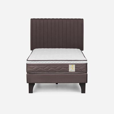 Cama Europea Rosen 1,5 Plazas New Style 4 + Respaldo Café
