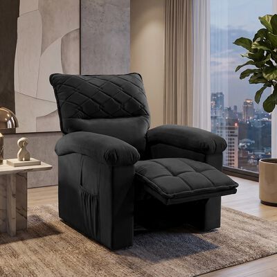 MONS Bergere Retráctil Reclinable Mons Gavea 1 Cuerpo Preto Negro