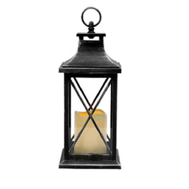 Fanal con Vela Led Plástico Vgo  31 x 14 cm Negro