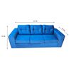 Juego de Living Kea Nize Sofá 3 Cuerpos + Dos Pouf Felpa Azul Petróleo