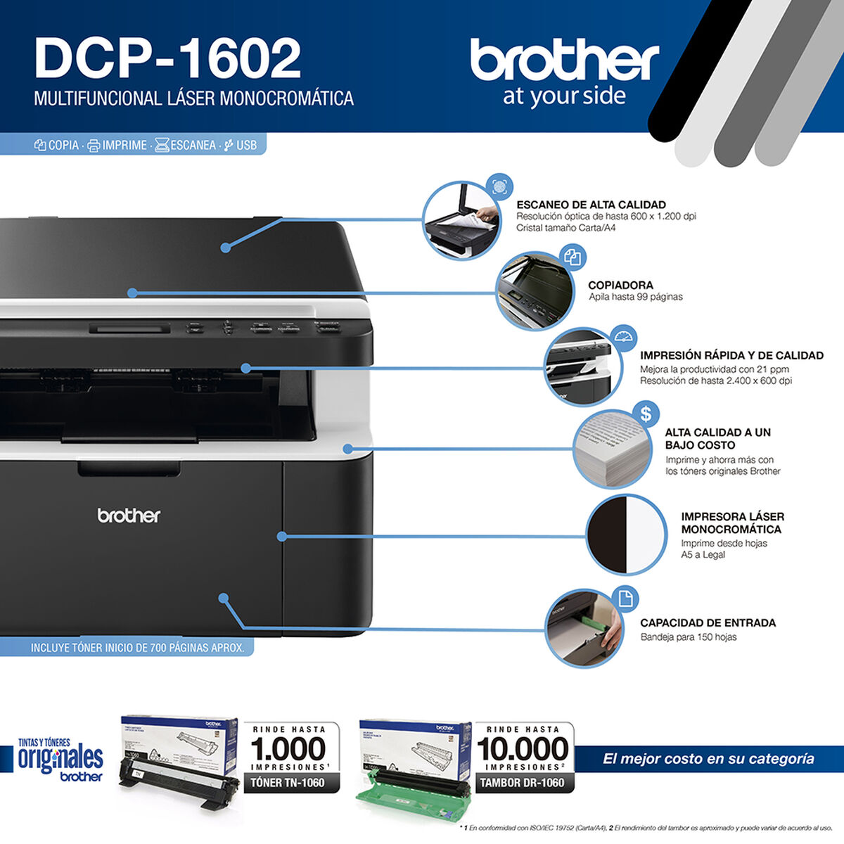 Multifuncional Brother DCP-1602 Láser B&N